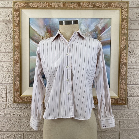 🌹From Collar To Cuff Striped Button Front Blazer Shirt - Picture 4 of 8